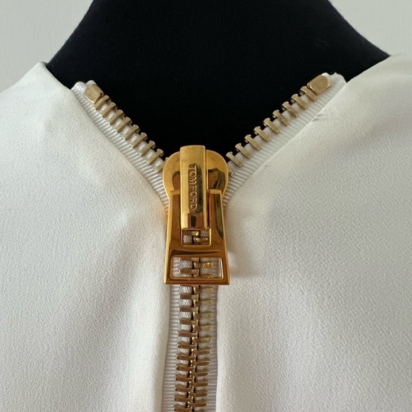 TOM FORD Couture Vintage Original Gold Zip Dress in Ivory - NEW - XS / IT38 - Picture 8 of 14
